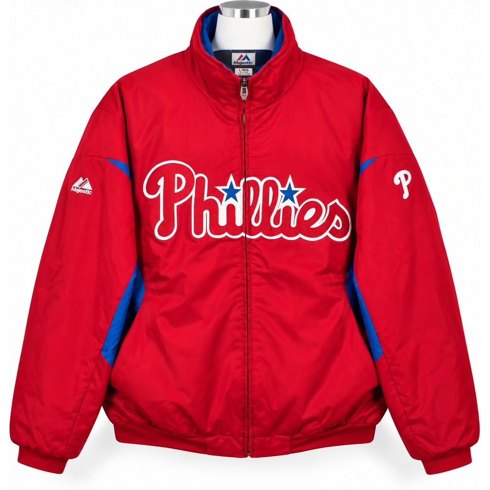 Philadelphia Phillies Majestic Authentic Therma Base On Field Jacket Men's L MLB